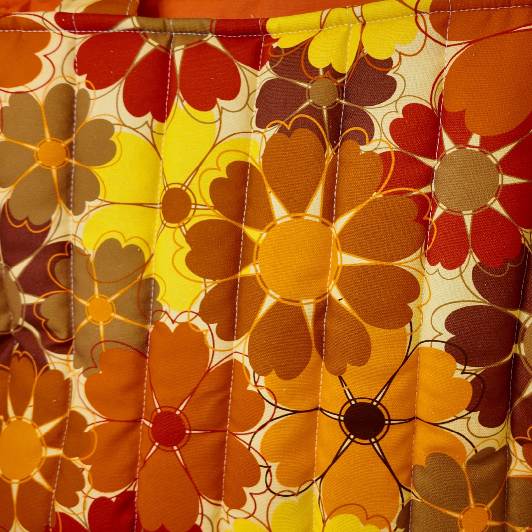 Quilted Orange Floral Tote Bag