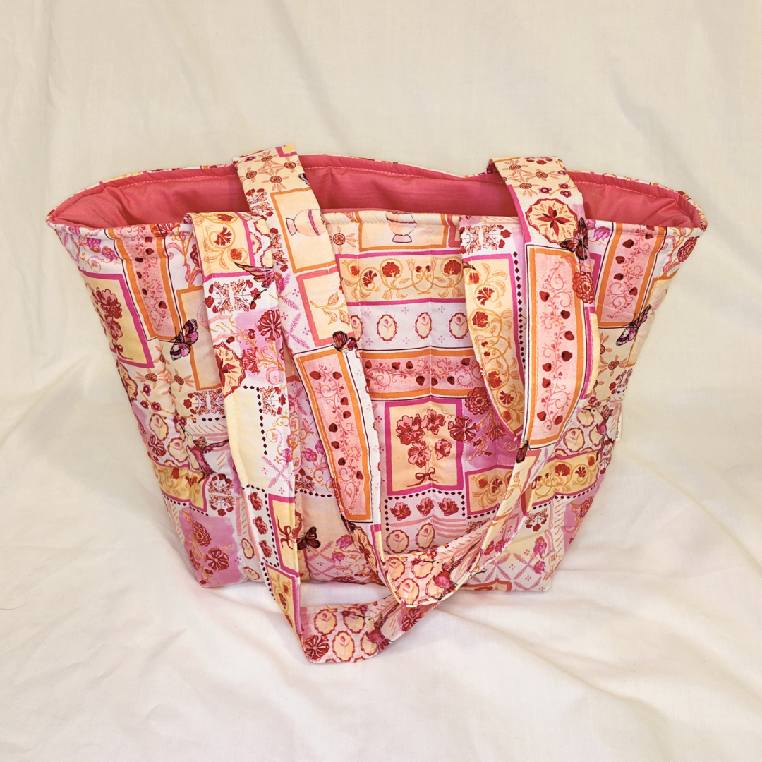 Quilted Pink Hummingbird Tote Bag