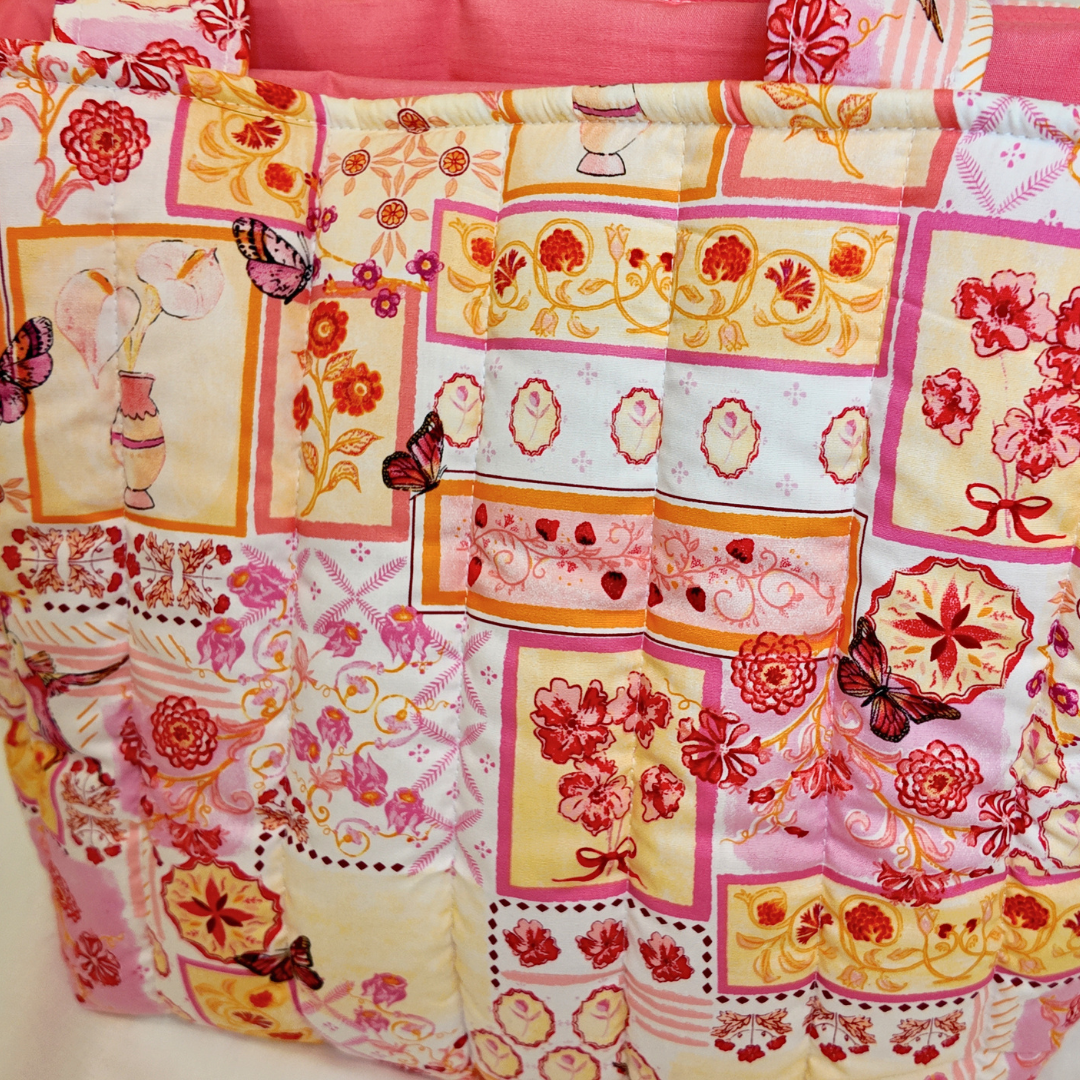 Quilted Pink Hummingbird Tote Bag