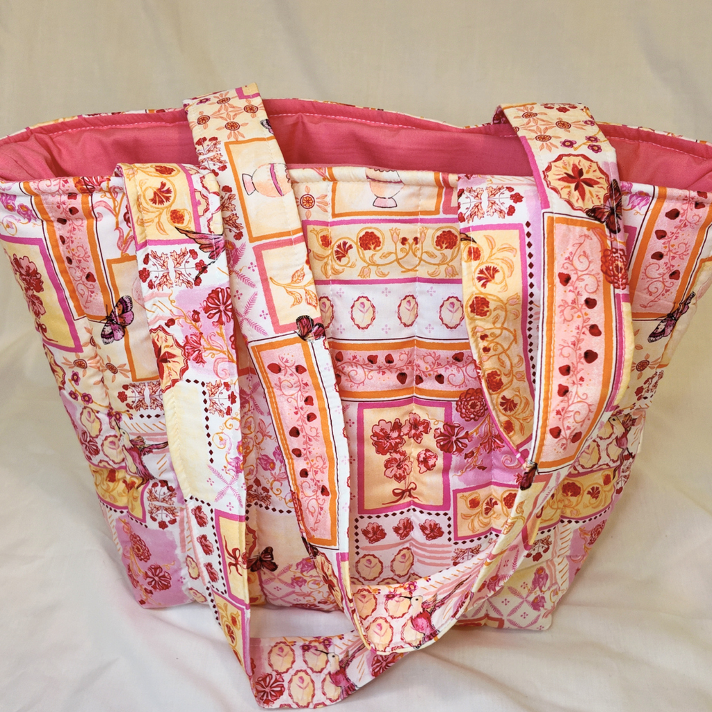 Quilted Pink Hummingbird Tote Bag