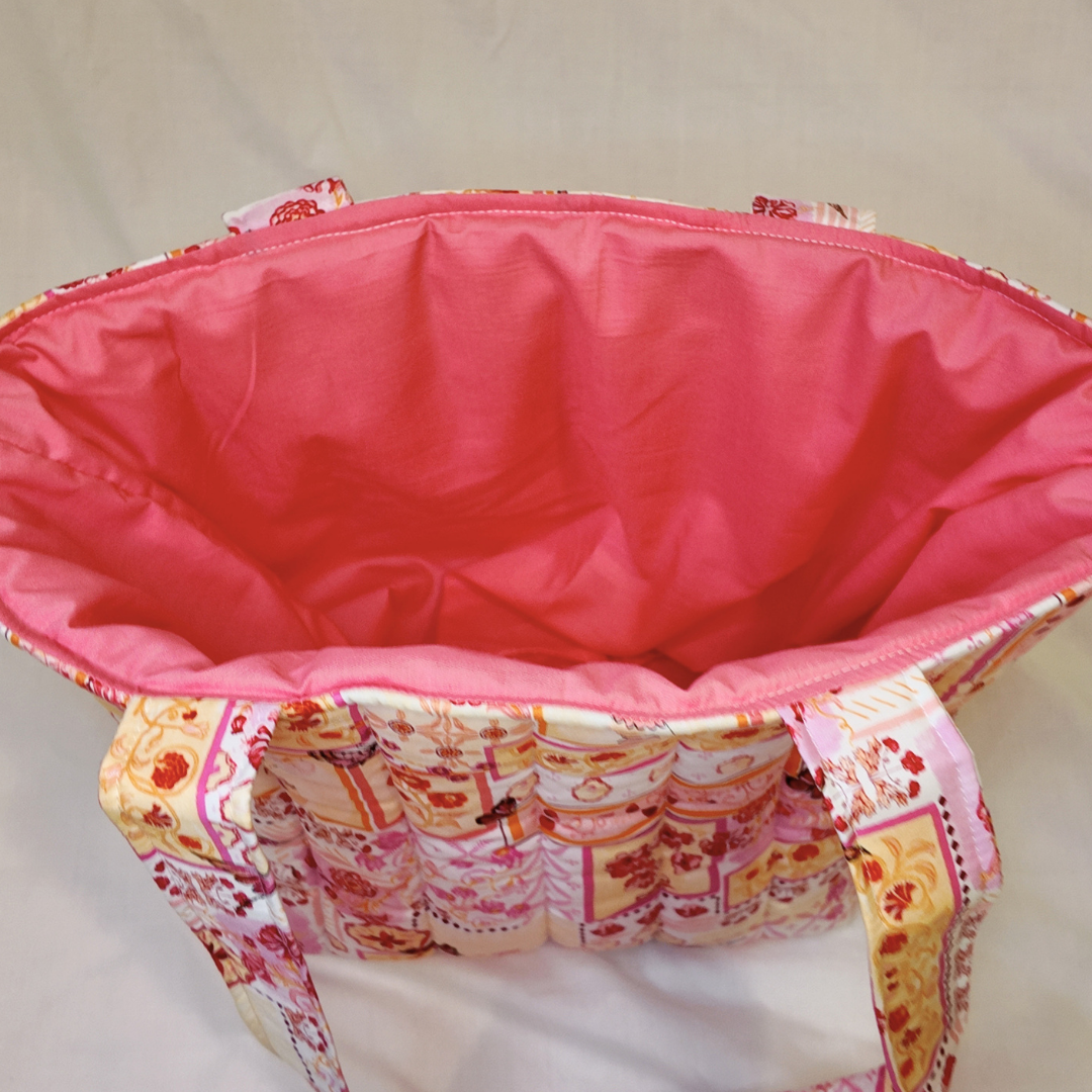 Quilted Pink Hummingbird Tote Bag