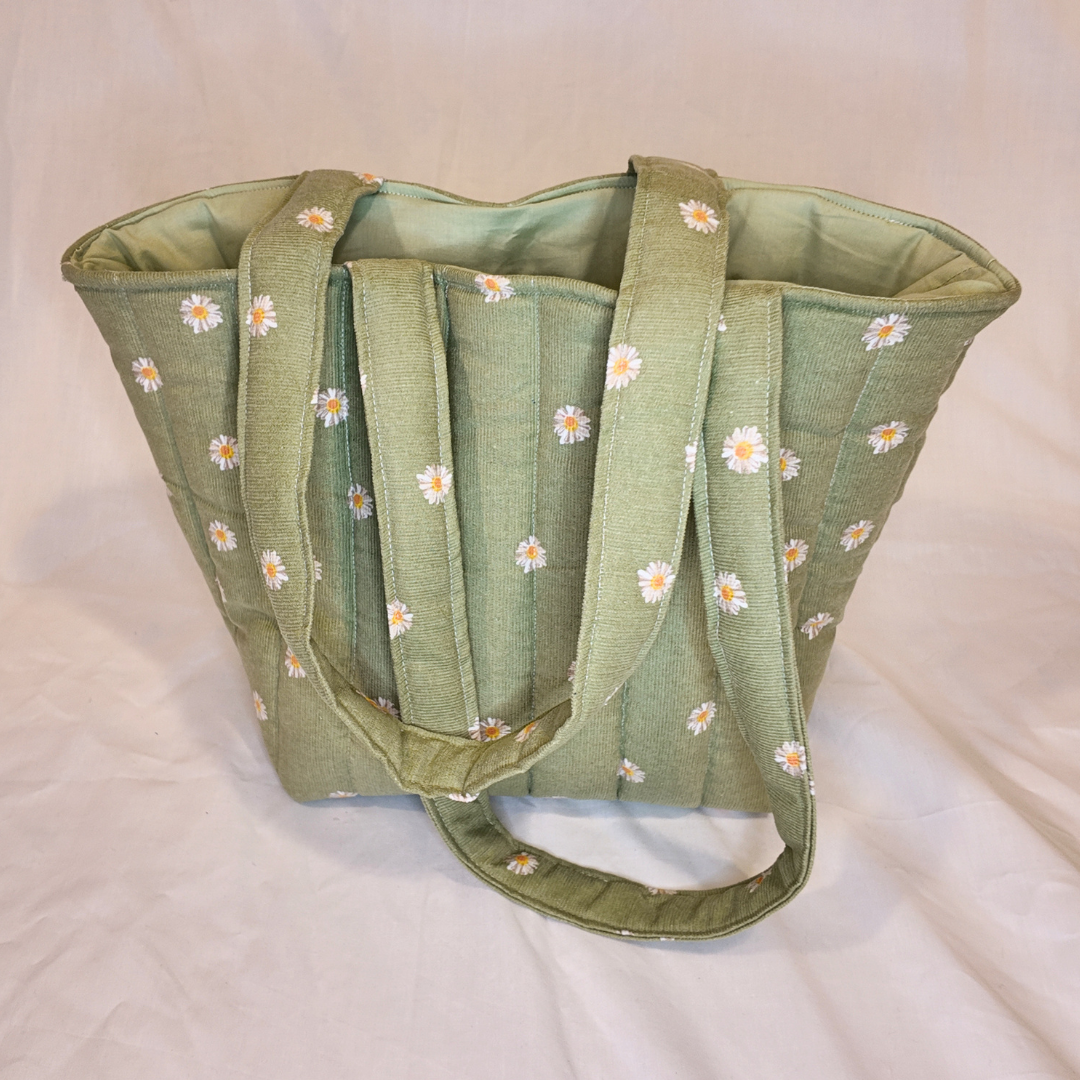 Quilted Meadow Corduroy Tote Bag
