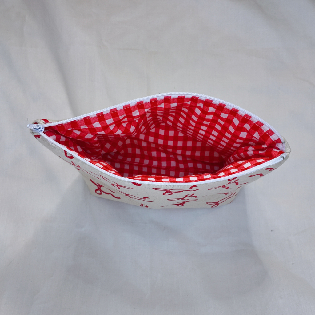 Large Red Bow Zipper Pouch