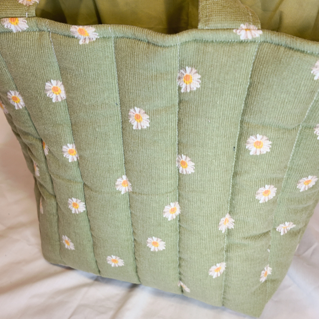 Quilted Meadow Corduroy Tote Bag