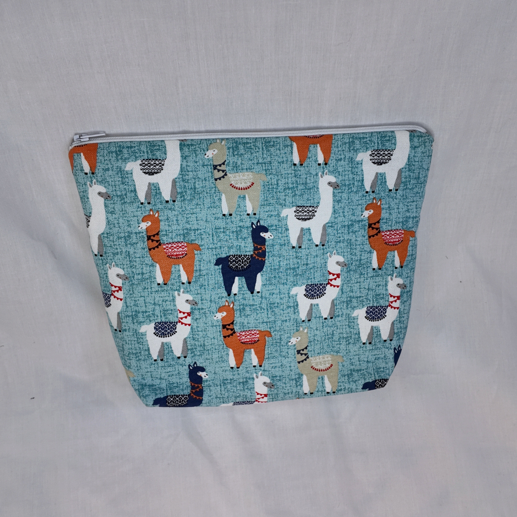 Large Blue Llama Zipper Pouch