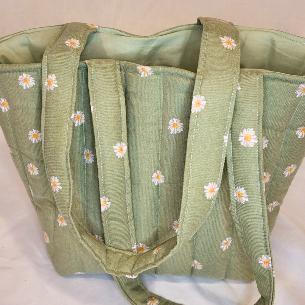 Quilted Meadow Corduroy Tote Bag