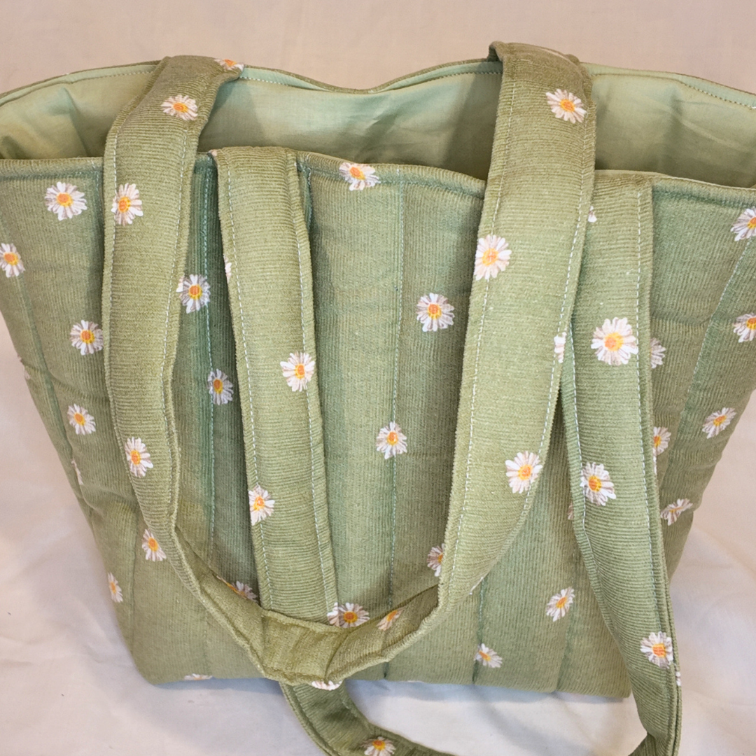 Quilted Meadow Corduroy Tote Bag