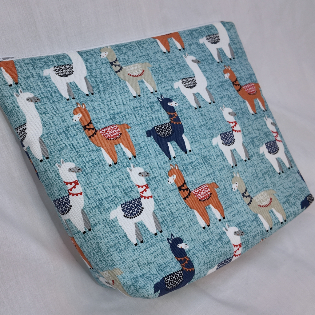 Large Blue Llama Zipper Pouch