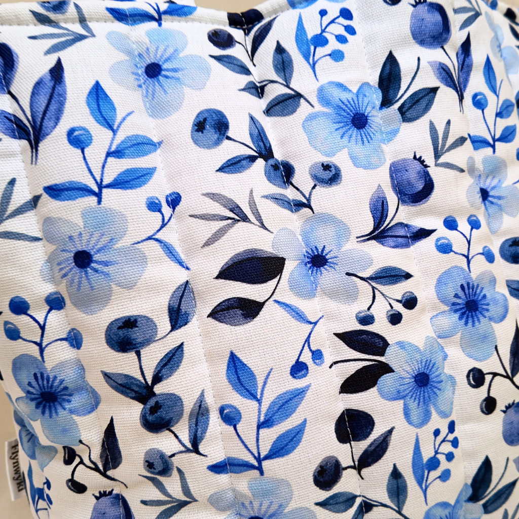 Quilted Blueberry Floral Tote Bag