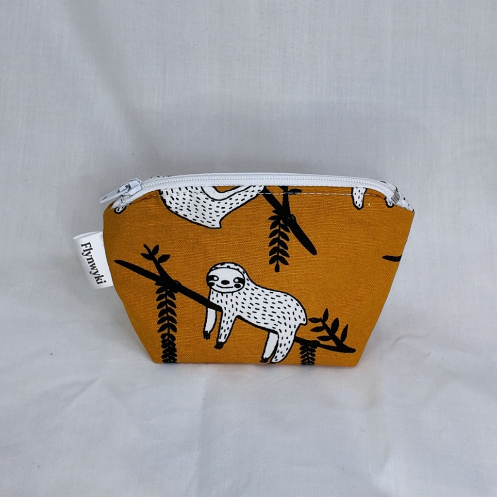 Small Mustard Sloth Zipper Pouch