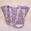 Quilted Purple Floral Tote Bag