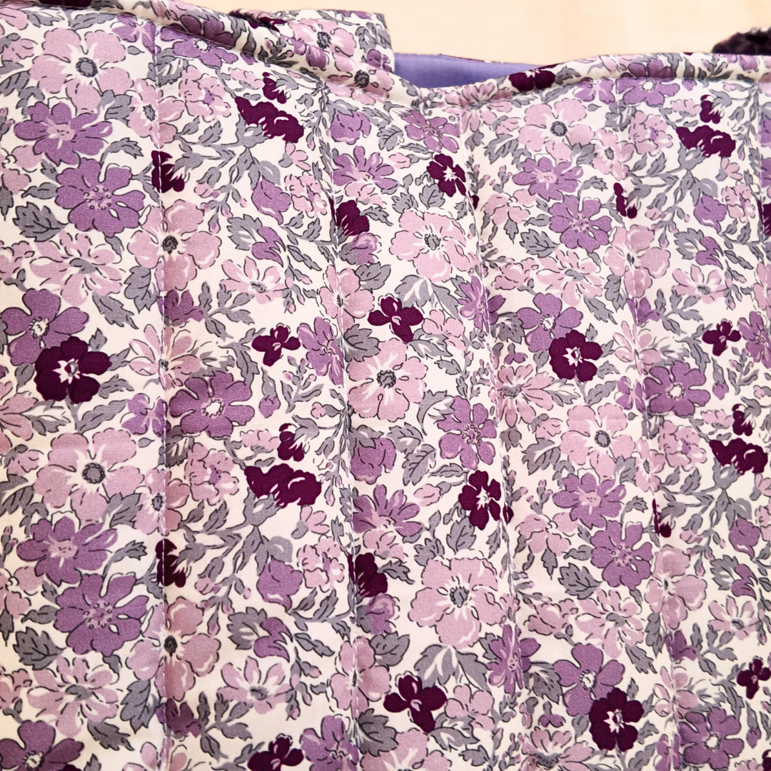 Quilted Purple Floral Tote Bag