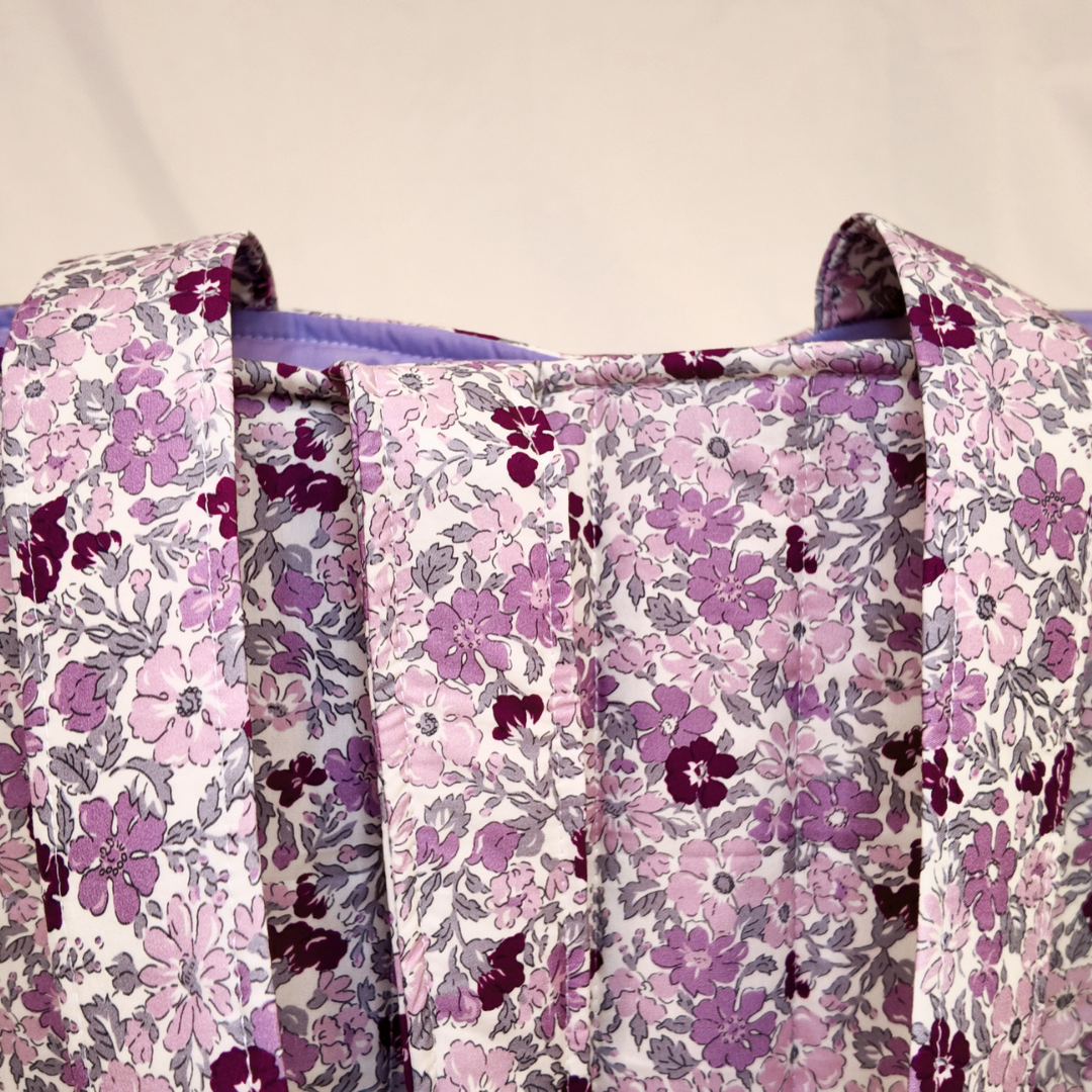 Quilted Purple Floral Tote Bag
